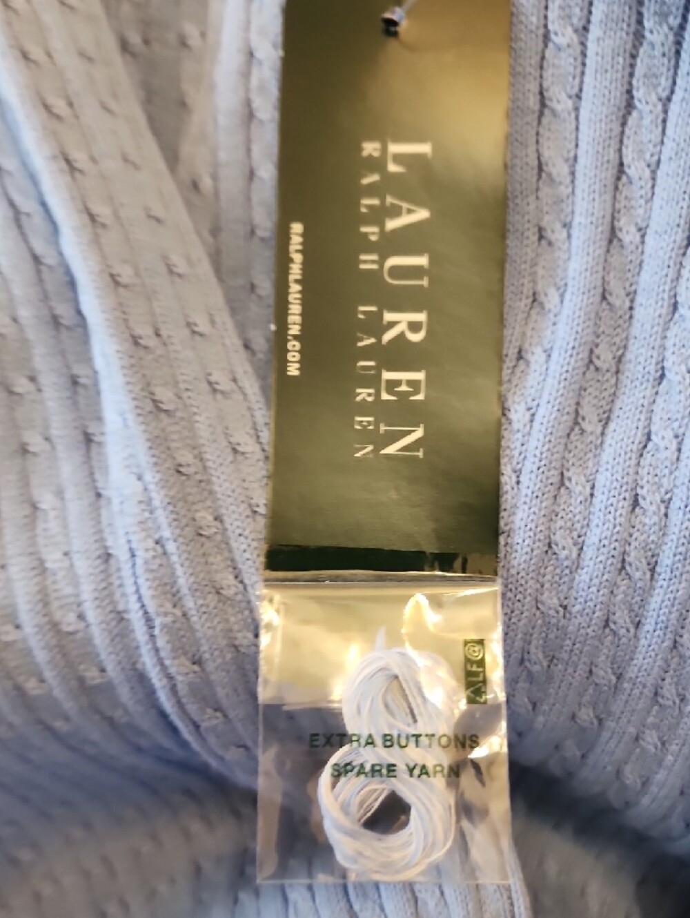 Ralph Lauren Light Blue V-Neck Cableknit Sweater - Picture 3 of 7